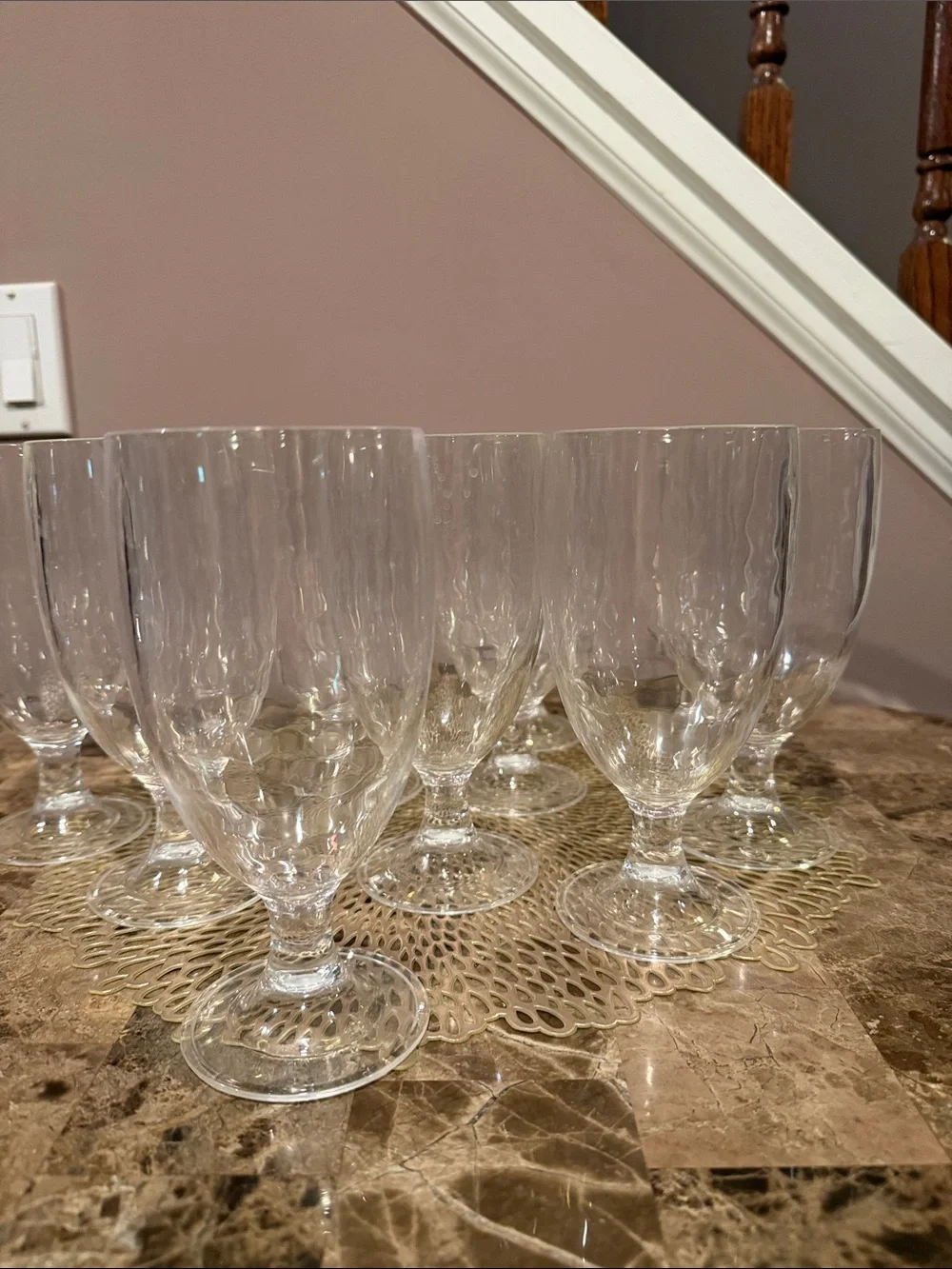 Textured Acrylic Footed Goblet, Tumbler, Ice Tea, Cocktail Glass - Set of 12